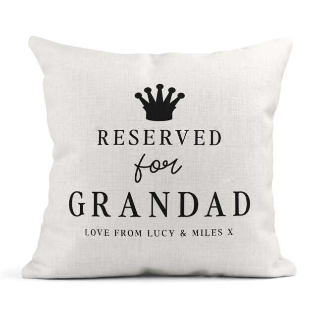 Personalised Cushion For Grandad, Reserved Crown, Birthday Gift, Christmas Linen - image 1