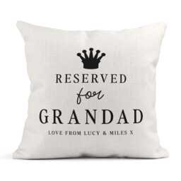 Personalised Cushion For Grandad, Reserved Crown, Birthday Gift, Christmas Linen - thumbnail 1