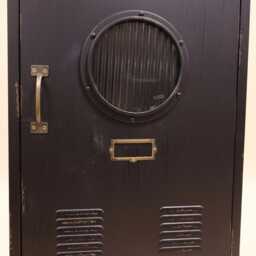 Black Metal Display Cabinet H139cm W44cm - Industrial Glass Storage Cupboard Hallway Lounge Organiser Tall Furniture - thumbnail 4