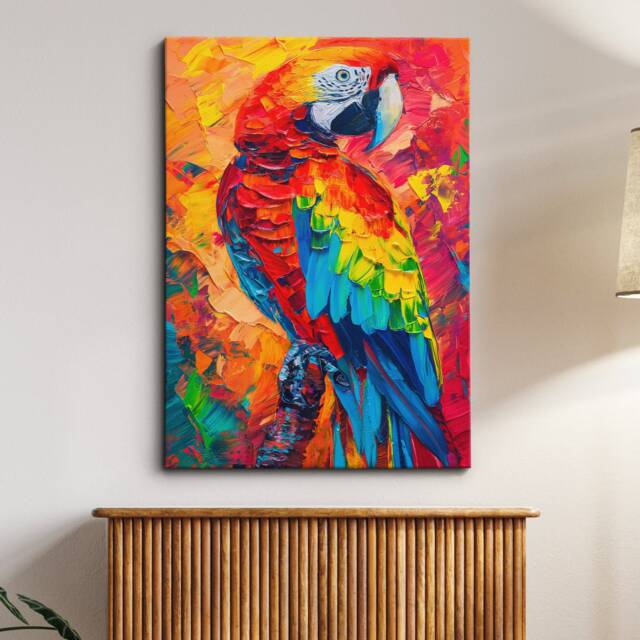 Parrot Vibrant Painting Pet Animal Bird Framed Poster Print & Canvas Wall Decor Art Bedroom Home Interior Gift For Lover - image 1