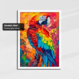 Parrot Vibrant Painting Pet Animal Bird Framed Poster Print & Canvas Wall Decor Art Bedroom Home Interior Gift For Lover - thumbnail 3