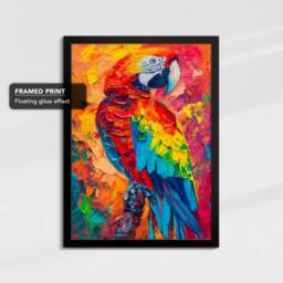 Parrot Vibrant Painting Pet Animal Bird Framed Poster Print & Canvas Wall Decor Art Bedroom Home Interior Gift For Lover - thumbnail 2