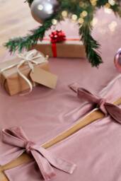Dusty Pink Tree Skirt, Old Christmas Monochrome Velvet Skirt