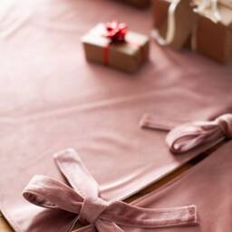 Dusty Pink Tree Skirt, Old Christmas Monochrome Velvet Skirt - thumbnail 3