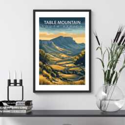 Table Mountain South Africa Travel Poster - Vintage Wall Print Landscape Art Destination A5 A4 A3 Framed Or Unframed - thumbnail 3