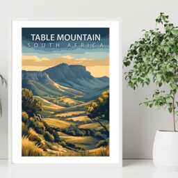 Table Mountain South Africa Travel Poster - Vintage Wall Print Landscape Art Destination A5 A4 A3 Framed Or Unframed - thumbnail 2