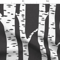 Birch Tree Forest Curtain Panel - Woodland Trees Gender Neutral Baby Charcoal & White Custom By Holli_Zollinger - thumbnail 4