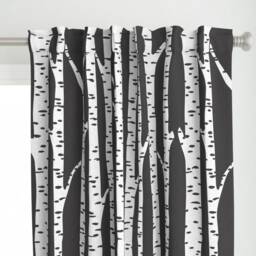 Birch Tree Forest Curtain Panel - Woodland Trees Gender Neutral Baby Charcoal & White Custom By Holli_Zollinger