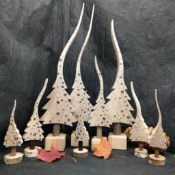 Pure Sparkle, Pearly White Christmas Tree With Glitter Rain, A Glittering Fir Tree, Hand-Painted Made Of Wood in 4 Sizes - thumbnail 1