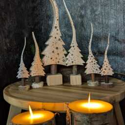 Pure Sparkle, Pearly White Christmas Tree With Glitter Rain, A Glittering Fir Tree, Hand-Painted Made Of Wood in 4 Sizes - thumbnail 4