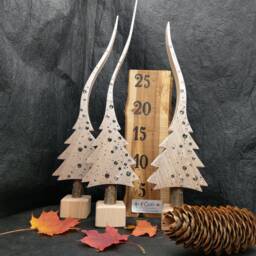 Pure Sparkle, Pearly White Christmas Tree With Glitter Rain, A Glittering Fir Tree, Hand-Painted Made Of Wood in 4 Sizes - thumbnail 3
