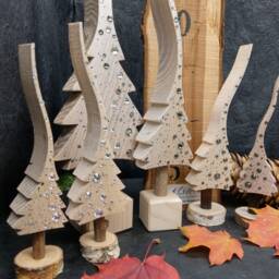 Pure Sparkle, Pearly White Christmas Tree With Glitter Rain, A Glittering Fir Tree, Hand-Painted Made Of Wood in 4 Sizes - thumbnail 2