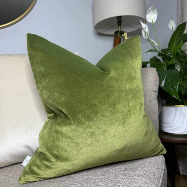 Green Cushion Cover, Pillow Cotton - Velvet Fabric, Plain Double Sided Farmhouse Countryside Home Decor, High Quality - image 1