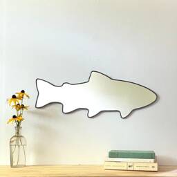 Trout Mirror/Handmade Wall Art Shape Outline Decor Miroir Rainbow Brook Brown Cutthroat Fly Fishing Angling Angler - thumbnail 2