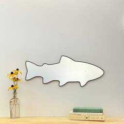Trout Mirror/Handmade Wall Art Shape Outline Decor Miroir Rainbow Brook Brown Cutthroat Fly Fishing Angling Angler