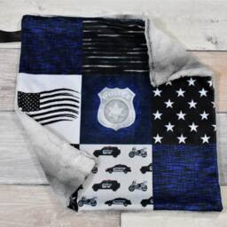 Police Lovey - Mini Blanket Cop Law Enforcement Baby Gift Security Minky - thumbnail 3