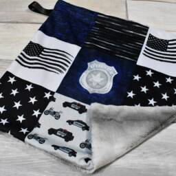 Police Lovey - Mini Blanket Cop Law Enforcement Baby Gift Security Minky - thumbnail 4