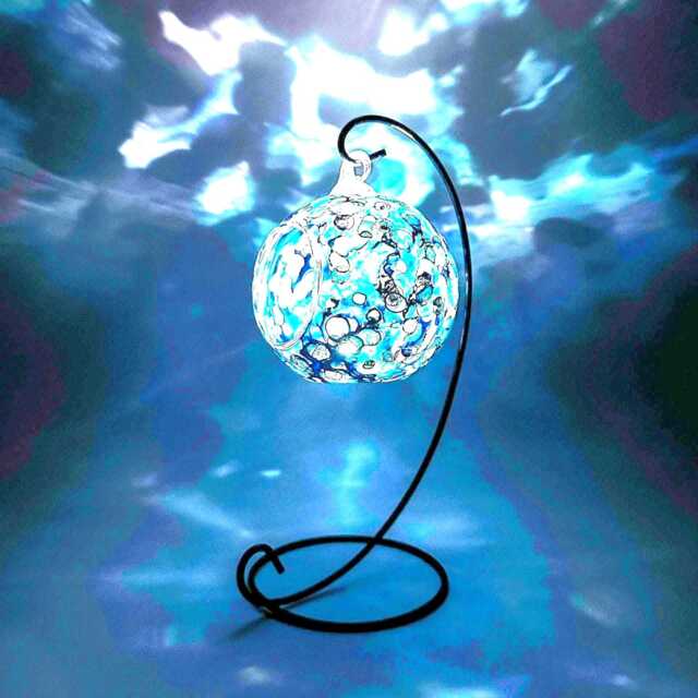 Abstract Under The Sea Blue Glass Candle Holder, Hand Painted, Home Decor - image 1
