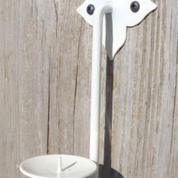 2 Hand Forged Candle Sconces Wall Hung Star Holders Ivory Cream White Metal Decor Christmas Gift 6.7 - thumbnail 4