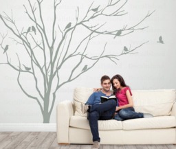 Realistic Winter Tree With Birds Wall Decal Headboard Home Decor Stick On Art By Decalisland - Sd 051 - thumbnail 1