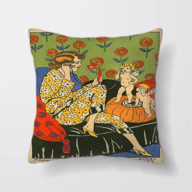 Art Nouveau Angel Vintage Lady -Cushion Cover Case Or Stuffed With Insert