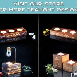 Personalized Wooden Tea Light Holder - Custom Couple Names Set Of 2 Candle - thumbnail 4
