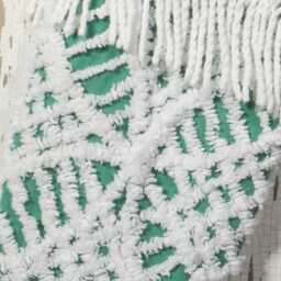 Fluffy Green & White Vintage Chenille Christmas Stocking With Matching Cuff - Wedding Ring, Flower - thumbnail 2