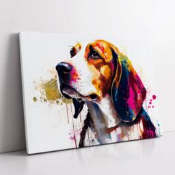 Colorful Beagle Abstract Dog Pet Animal Painting Splatter Wall Art, Framed Canvas Poster Print, Home Kitchen Office Room Decor, Gifts - thumbnail 2