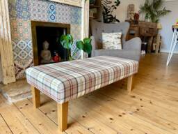 Checked Fabric Footstool, Handmade Foot Rest , Many Colour Options. Padded Coffee Table