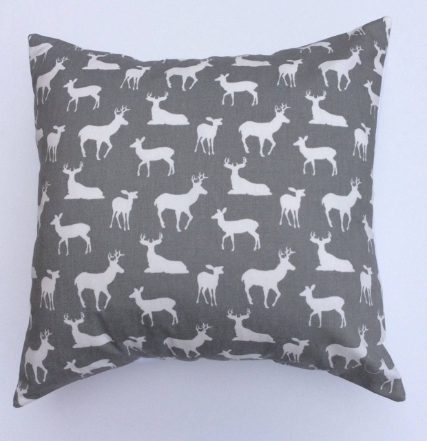 Gray Pillow, Deer Throw Moose Kids Room, Wilderness Pillows, Farmhouse Decor, Gray Grey Animal Print Pillow, Gray Baby Nursery - image 1