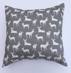 Gray Pillow, Deer Throw Moose Kids Room, Wilderness Pillows, Farmhouse Decor, Gray Grey Animal Print Pillow, Gray Baby Nursery - thumbnail 1