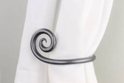 Forged Iron Scroll Curtain Tie Backs - Rustic Window Holdbacks, Pair - thumbnail 1