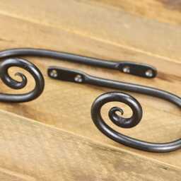 Forged Iron Scroll Curtain Tie Backs - Rustic Window Holdbacks, Pair - thumbnail 3