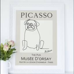 Picasso Style Pug Line Art Print Dog Wall Decor - thumbnail 2