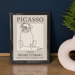 Picasso Style Pug Line Art Print Dog Wall Decor - thumbnail 3