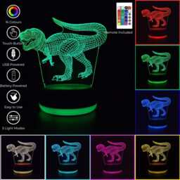 Dinosaur T-Rex Led Night Light, Gift, Decor, Gifts For Kids, Trex Gift, Night Lights, Bedroom Light - thumbnail 2