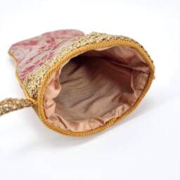 Luxury Christmas Stocking Fortuny Fabric Red & Silvery Gold Demedici Pattern - Made in Italy - thumbnail 3