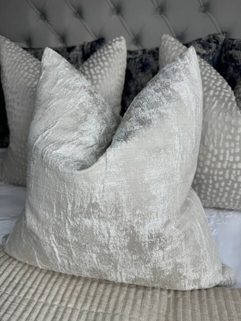 Handmade Curico Porcelain Cushion Cover - Ashley Wilde Fabric, Shimmering Texture/Bespoke Pillow - image 1