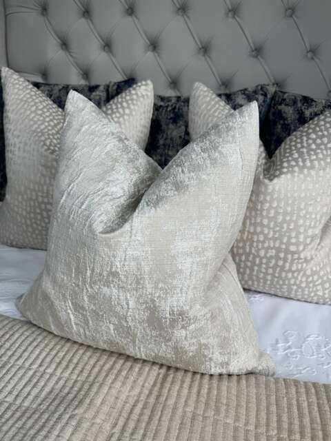 Luxury Pillow Cushion Cover - Champagne Silver Shim Cover, Curico Ashley Wilde Fabric- Worldwide Shipping - image 1