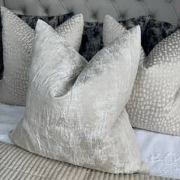 Handmade Curico Porcelain Cushion Cover - Ashley Wilde Fabric, Shimmering Texture/Bespoke Pillow - thumbnail 2