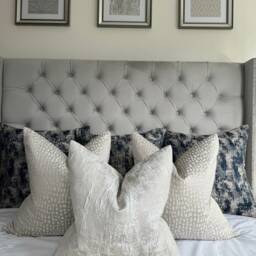 Handmade Curico Porcelain Cushion Cover - Ashley Wilde Fabric, Shimmering Texture/Bespoke Pillow - thumbnail 4