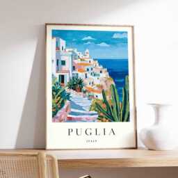Puglia Italy Travel Poster Coastal Village Art Print - thumbnail 1