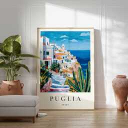 Puglia Italy Travel Poster Coastal Village Art Print - thumbnail 2
