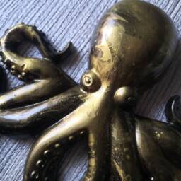 Octopus Wall Hanging, Gold Ornament, Sealife Gift, Art, Alternative Home Decor, Unusual Bathroom Decor, Goth Feature - thumbnail 3