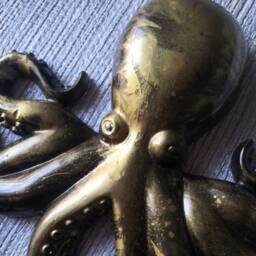 Octopus Wall Hanging, Gold Ornament, Sealife Gift, Art, Alternative Home Decor, Unusual Bathroom Decor, Goth Feature - thumbnail 4