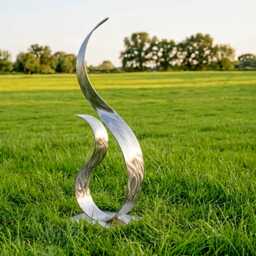 Abstract Metal Sculpture Silver Handcrafted Luxury Modern Home Decor, Indoor, Outdoor - thumbnail 2