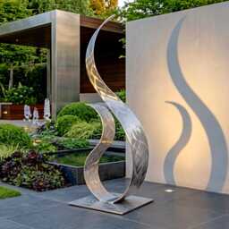 Abstract Metal Sculpture Silver Handcrafted Luxury Modern Home Decor, Indoor, Outdoor - thumbnail 3