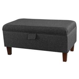 Handmade Charcoal Grey 70cm Storage Ottoman - Sawana Fabric Bespoke British Made - thumbnail 1