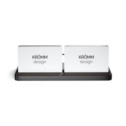 Aluminum & Wenge Wood Business Card Display Stand, Modern Office Desk Organizer - thumbnail 2
