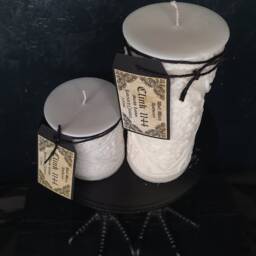 White Baroque Candle, Ornate Gothic Witchy Pillar Vegan Witches Candle // Sandalwood & Musk - thumbnail 2